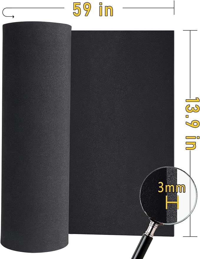 Premium Cosplay EVA Foam Sheet,3mm Thick（1mm to 10mm,Black Foam Sheets Roll，59"x13.9",High Density 86kg/m3 for Cosplay Costume, Crafts, DIY Projects by PAIDU