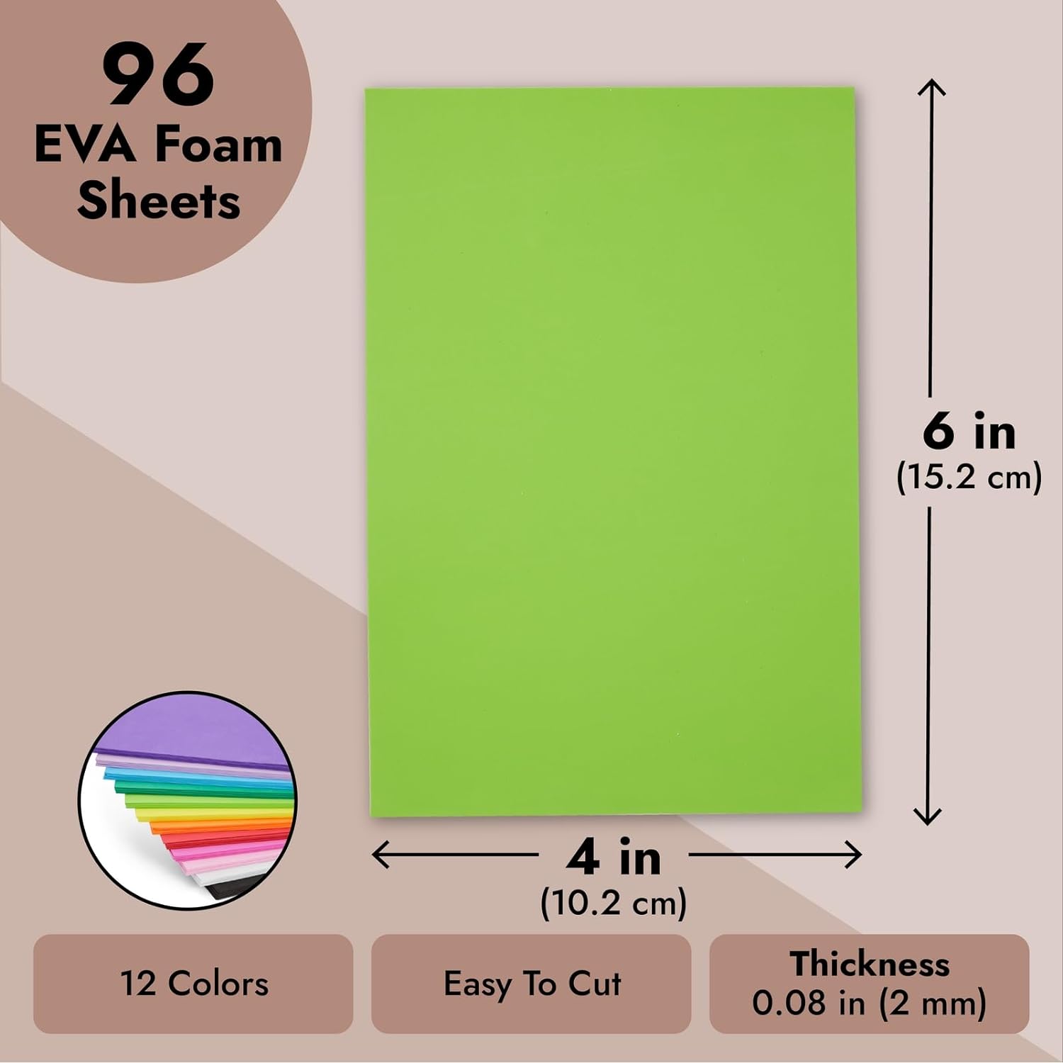 96 Pack Multicolored 2mm Eva Foam Sheets For Cosplay Costumes Arts And Crafts Projects 4x6 inch By PAIDU