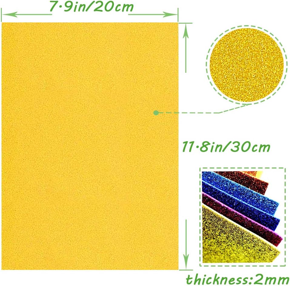 30 Pcs Glitter Eva Foam Sheets 8x12 Inch 2mm Thick Craft Foam Sheet For Children's Craft Activities DIY Cutters Arts By PAIDU