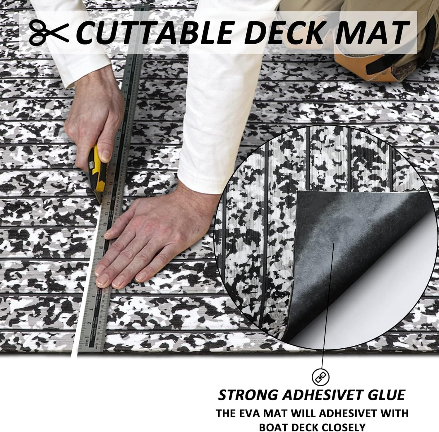Boat Flooring Eva Foam Boat Decking 94"x45"/35"/23" Self-adhesive Sea Deck Boat Flooring Non-slip 6mm Camo Marine Deck Flooring For Boat Deck Yacht Jet Ski Kayaking Surfboard Fishing Boat By PAIDU