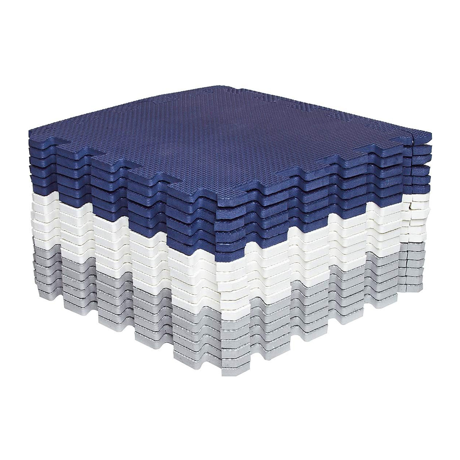 Interlocking Foam Mats Puzzle Play Mats Thick EVA Foam Tiles Anti-Fatigue Flooring Carpet 17 Square Feet Gym Mat Rug For Home Exercise Yoga Workout 12''x12'' Blue White Grey 18 Pieces By PAIDU