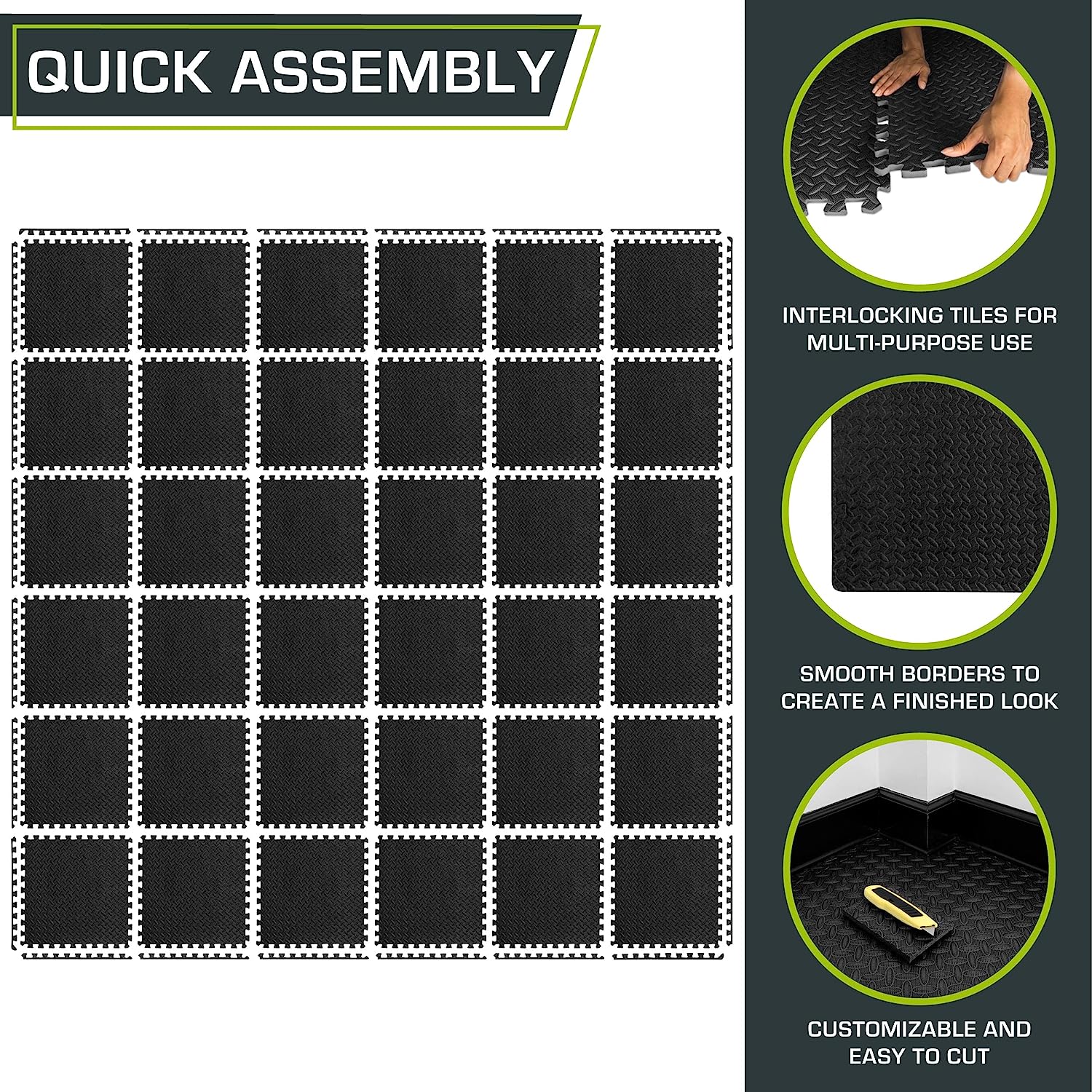 Puzzle Exercise Mat ½” Eva Interlocking Foam Floor Tiles For Home Gym Mat For Home Workout Equipment Floor Padding For Kids Available In Packs Of 24 SQ FT 48 SQ FT 144 SQ FT By PAIDU